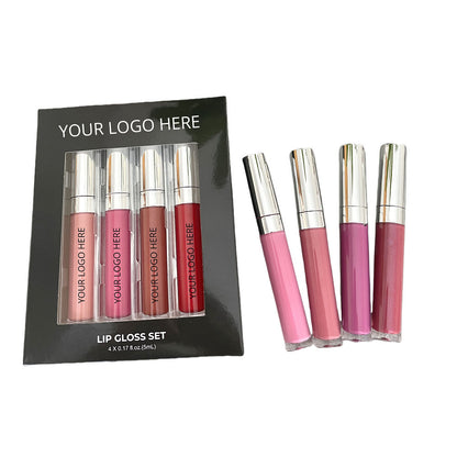 4-Piece Lip Gloss Set Nude High-Shine Moisturizing High Quality Vegan