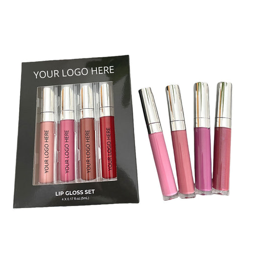 4-Piece Lip Gloss Set Nude High-Shine Moisturizing High Quality Vegan