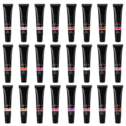 24 color lip gloss lip glaze long lasting high pigmented squeeze tube 15ml