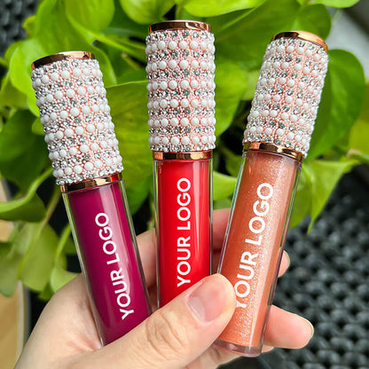 64 Color Lip Gloss Nude Waterproof High Pigmented Diamond Gold Tube