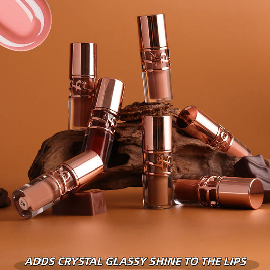 9-Shade Chocolate Lip Glaze Moisturizing Lip Gloss Non-Sticky Lip Oil