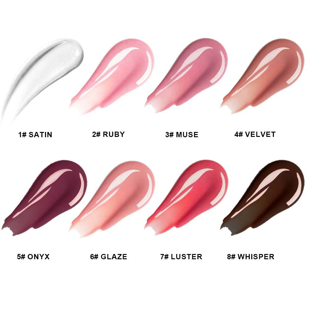 8 Color Peptide Lip Gloss Vitamin E Lip Plumping Oil Moisturizing Lip Glaze