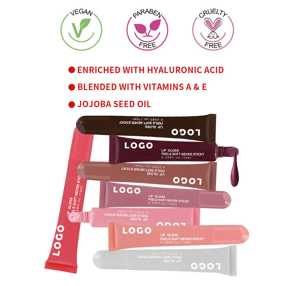 8 Color Peptide Lip Gloss Vitamin E Lip Plumping Oil Moisturizing Lip Glaze