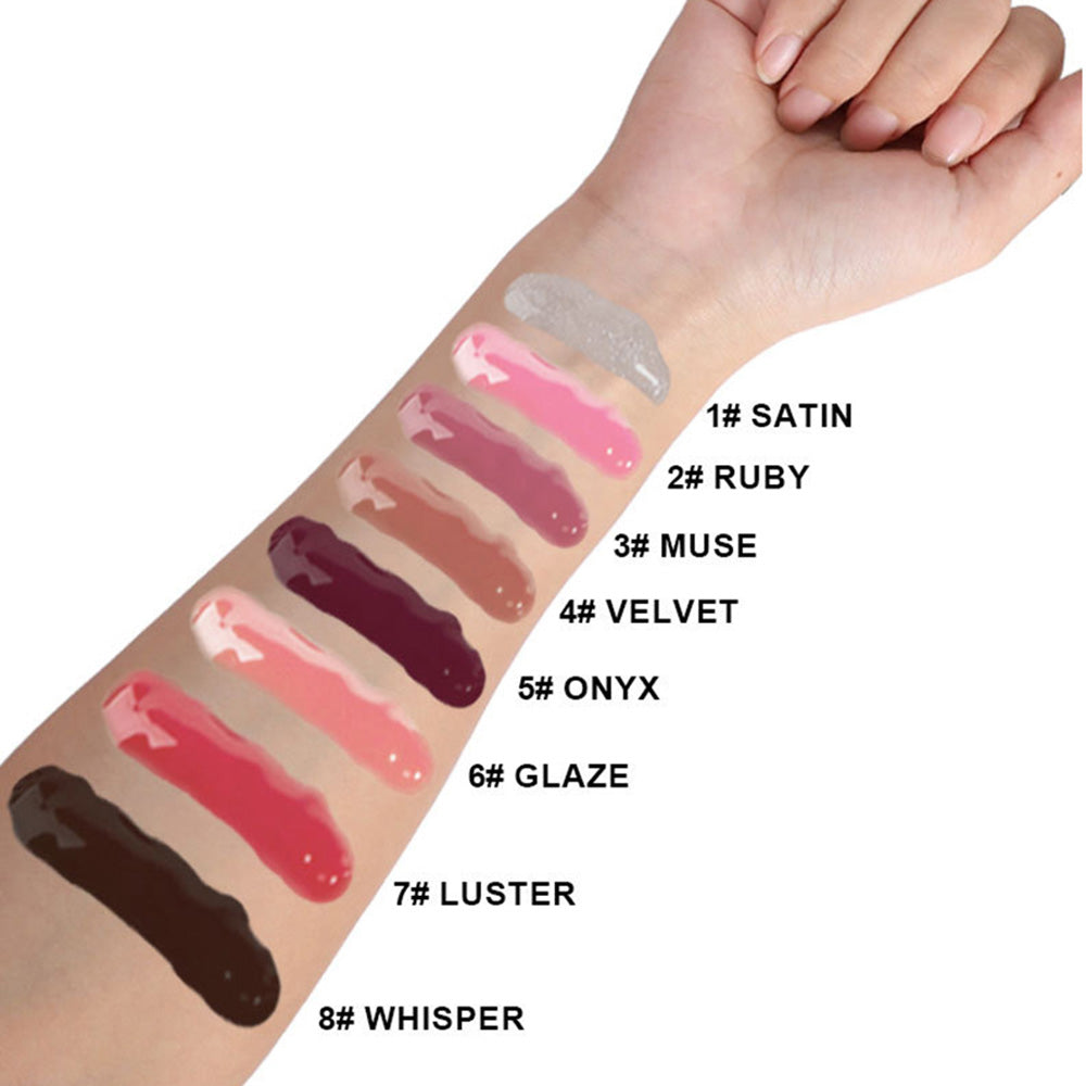 8 Color Peptide Lip Gloss Vitamin E Lip Plumping Oil Moisturizing Lip Glaze