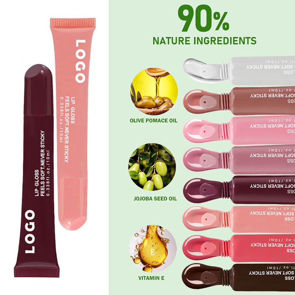 8 Color Peptide Lip Gloss Vitamin E Lip Plumping Oil Moisturizing Lip Glaze