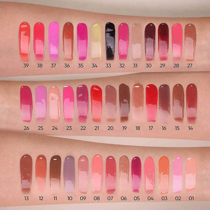 39 color nude lip gloss high pigmented vegan long lasting white tube (color 01-33)