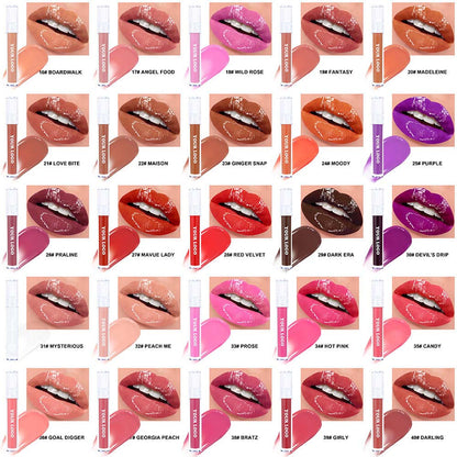 49 Color Lip Gloss Nude Lip Glaze High Pigmented Shimmer Waterproof Gold Tube