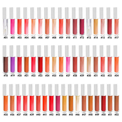 52 color lip gloss nude shimmer high pigmented white tube (color 01-30)