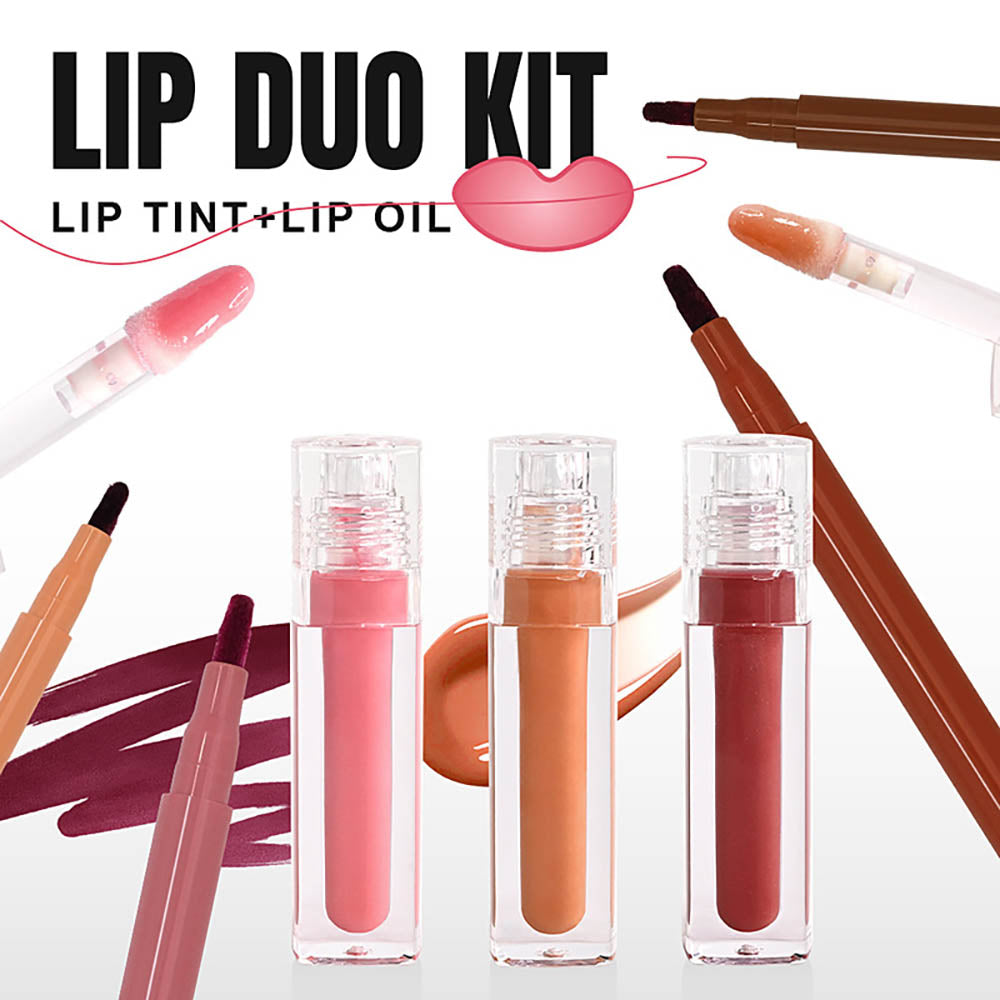8-Color Lip Liner & Lip Glaze Set High-Shine Long-Lasting Vegan Lip Duo Kit