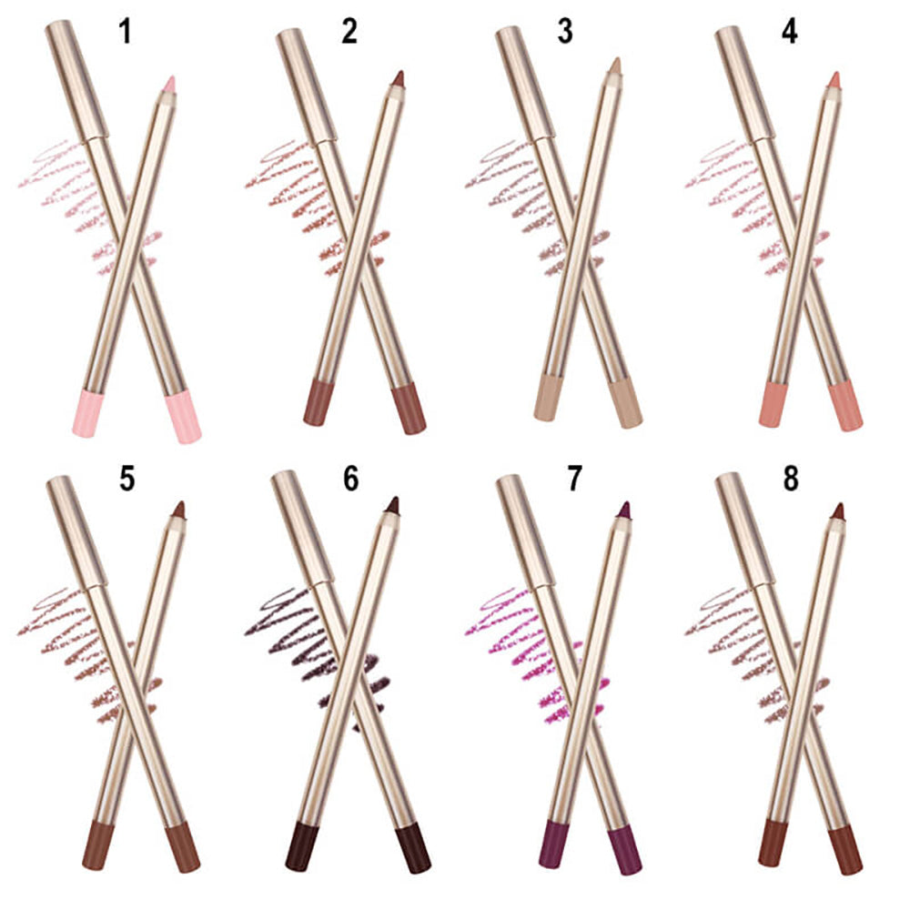 15 Color Matte Lip Liner Gold Lip Pencil Waterproof High Pigmented Vegan