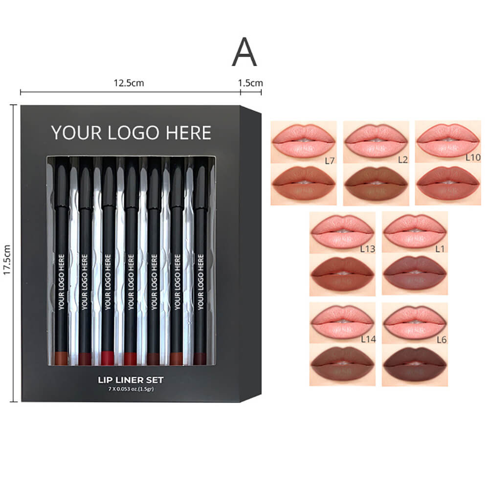 7-Piece Lip Kit Matte Lip Liner & Lipstick Set Waterproof Long Lasting Vegan