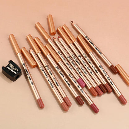 13 Color Matte Lip Liner Nude Wooden Lipstick Waterproof Long-Lasting Vegan