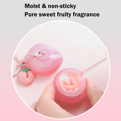 5 Flavors Cute Lip Mask Jar Charm Keychain Lip Cream Moisturizing Fruit Lip Care