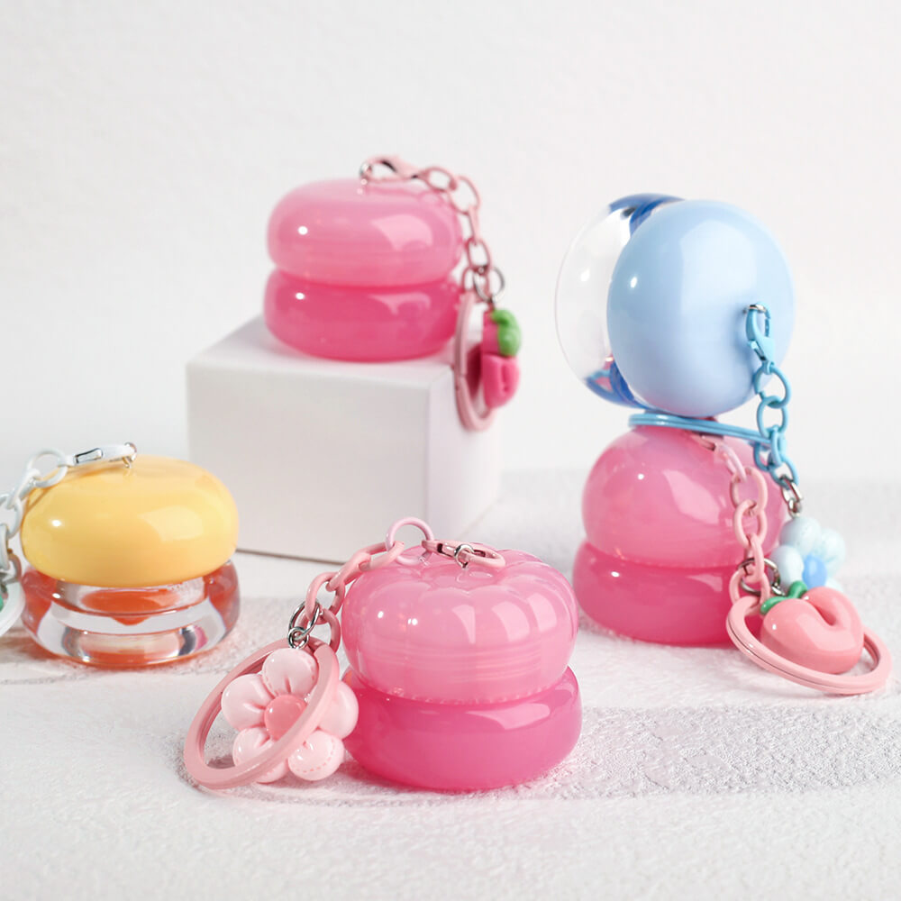 5 Flavors Cute Lip Mask Jar Charm Keychain Lip Cream Moisturizing Fruit Lip Care