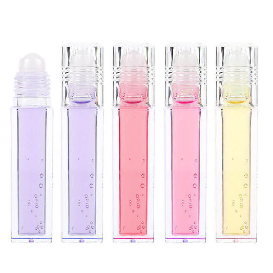 4 color lip oil roll-on clear lip gloss fruity flavored moisturizing