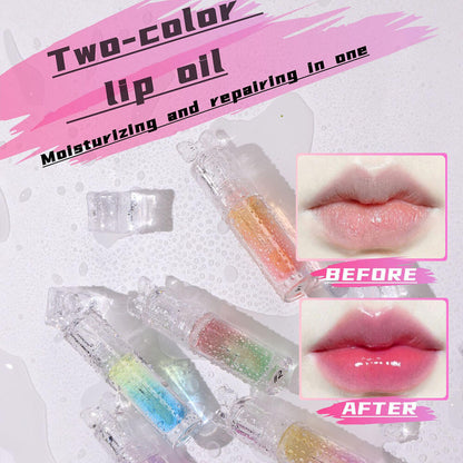 5-Color Plumping Lip Oil Dual-Tone Botanical Fruit Lip Gloss Color-Changing