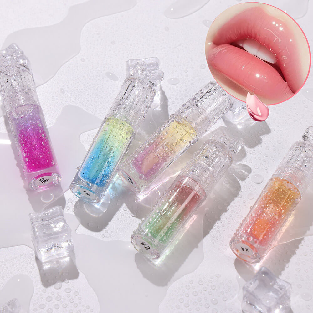 5-Color Plumping Lip Oil Dual-Tone Botanical Fruit Lip Gloss Color-Changing