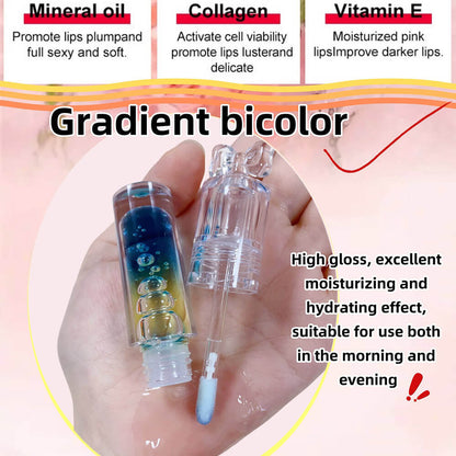 5-Color Plumping Lip Oil Dual-Tone Botanical Fruit Lip Gloss Color-Changing