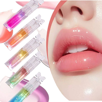 5-Color Plumping Lip Oil Dual-Tone Botanical Fruit Lip Gloss Color-Changing