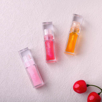 3-Piece Plumping Lip Oil Set Color Change Hydrating Shine Lip Gloss Heart-Shaped Box