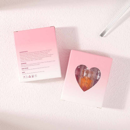3-Piece Plumping Lip Oil Set Color Change Hydrating Shine Lip Gloss Heart-Shaped Box