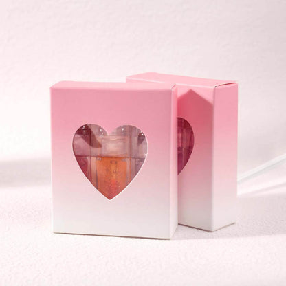 3-Piece Plumping Lip Oil Set Color Change Hydrating Shine Lip Gloss Heart-Shaped Box