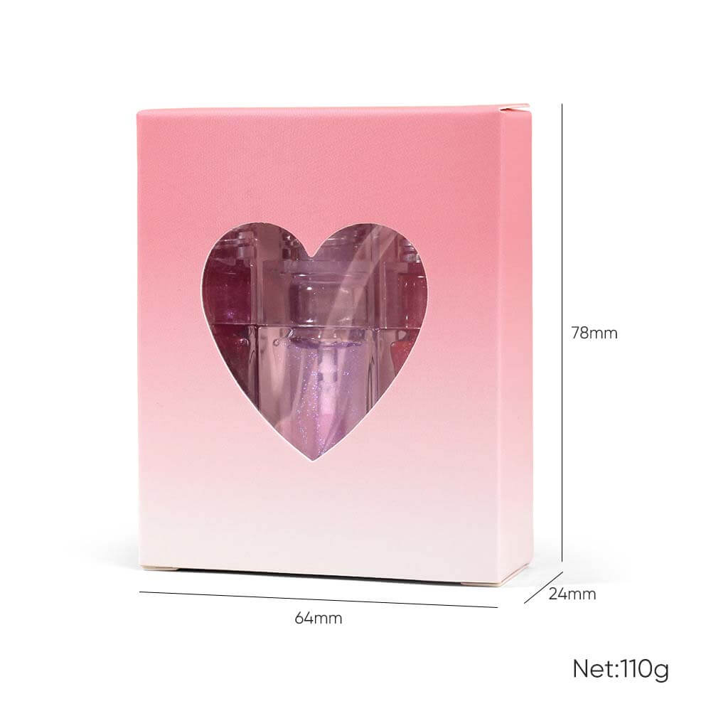 3-Piece Plumping Lip Oil Set Color Change Hydrating Shine Lip Gloss Heart-Shaped Box
