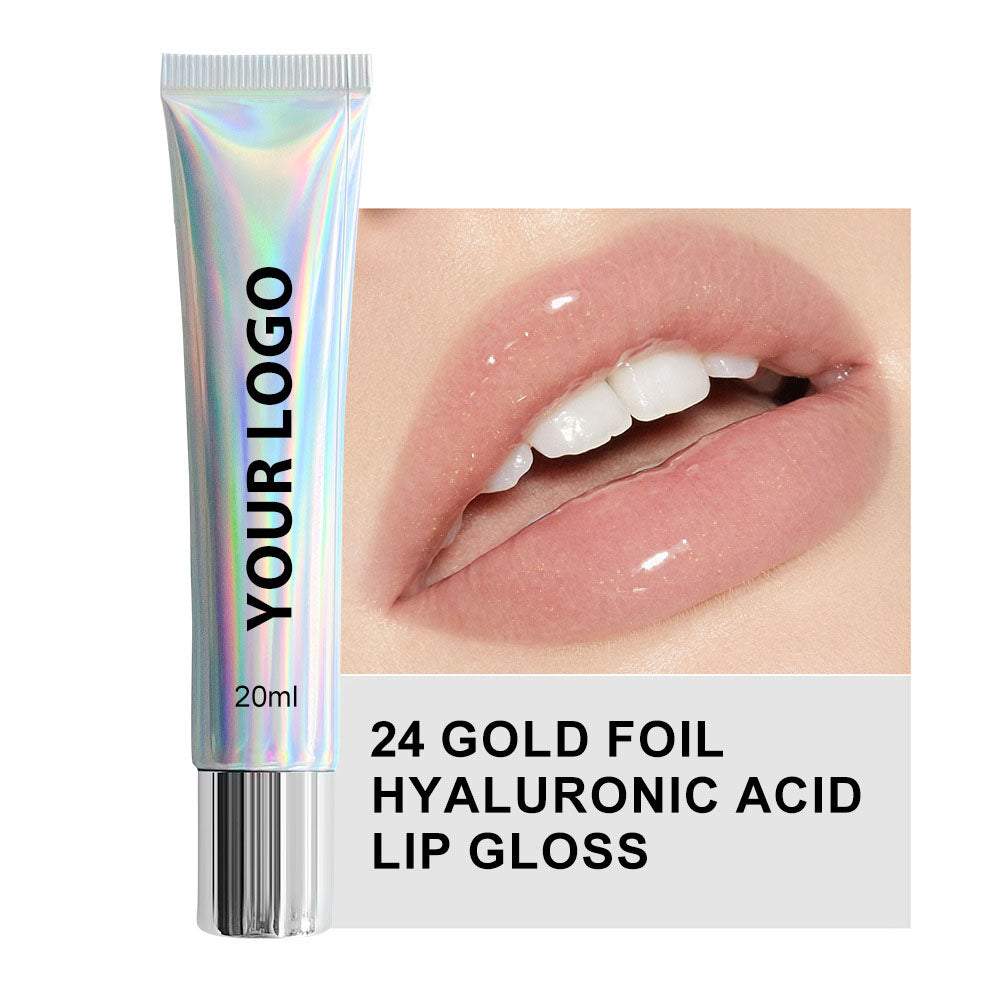 24 Gold Foil Hyaluronic Acid Lip Gloss Moisturizing Transparent Lip Oil 20g