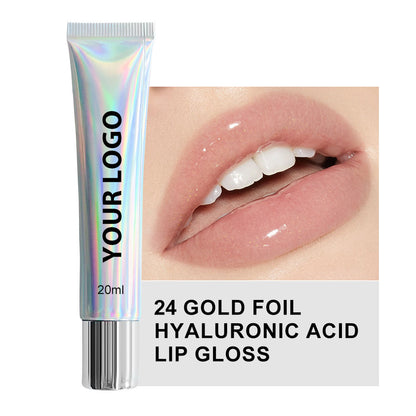 24 Gold Foil Hyaluronic Acid Lip Gloss Moisturizing Transparent Lip Oil 20g