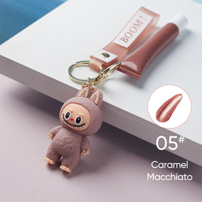 6 color polypeptide lipgloss LABUBU keychain cute lip oil