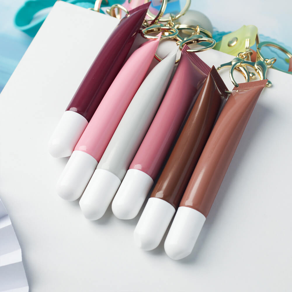 6 color polypeptide lipgloss LABUBU keychain cute lip oil