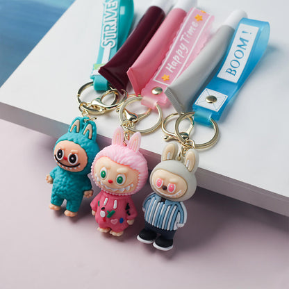 6 color polypeptide lipgloss LABUBU keychain cute lip oil