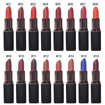16 Color Cream Lipstick Matte Long Lasting Waterproof Moisturizing Vegan
