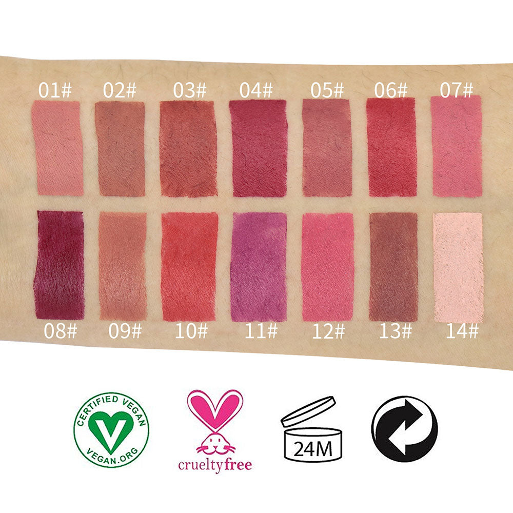 14 Color Bullet Matte Lipstick Moisturizing Long Lasting Waterproof Private Label