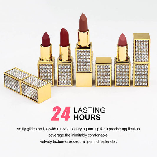 14 color matte lipstick diamond tube creamy moisturizing