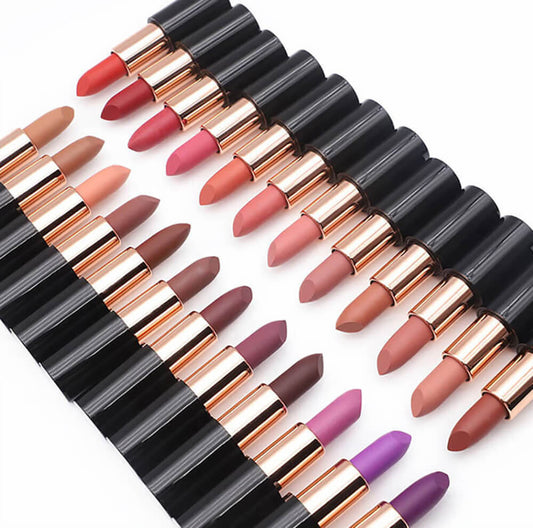 24 Color Matte Lipstick Moisturizing High Pigment Vegan No Logo Magnetic Tube