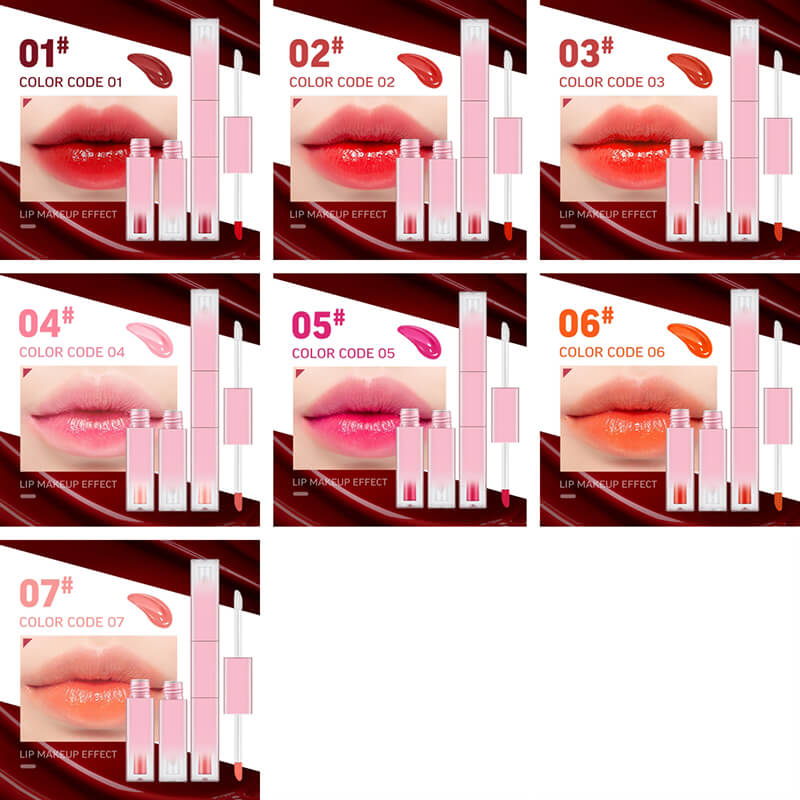 7 color lip gloss double-ended lip tint & lip oil long lasting vegan