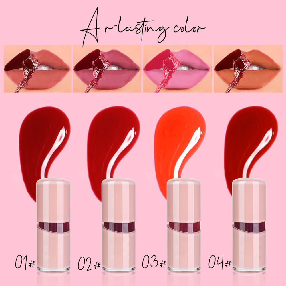 4-Color Peel-Off Lip Tint Matte Non-drying Lip Gloss with Lasting Stain