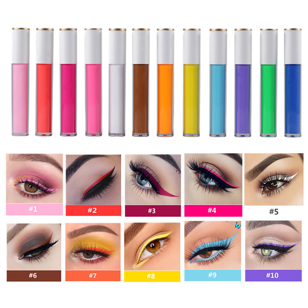 12 Color Liquid Eyeliner Waterproof Quick-Dry High Pigmented Long Lasting