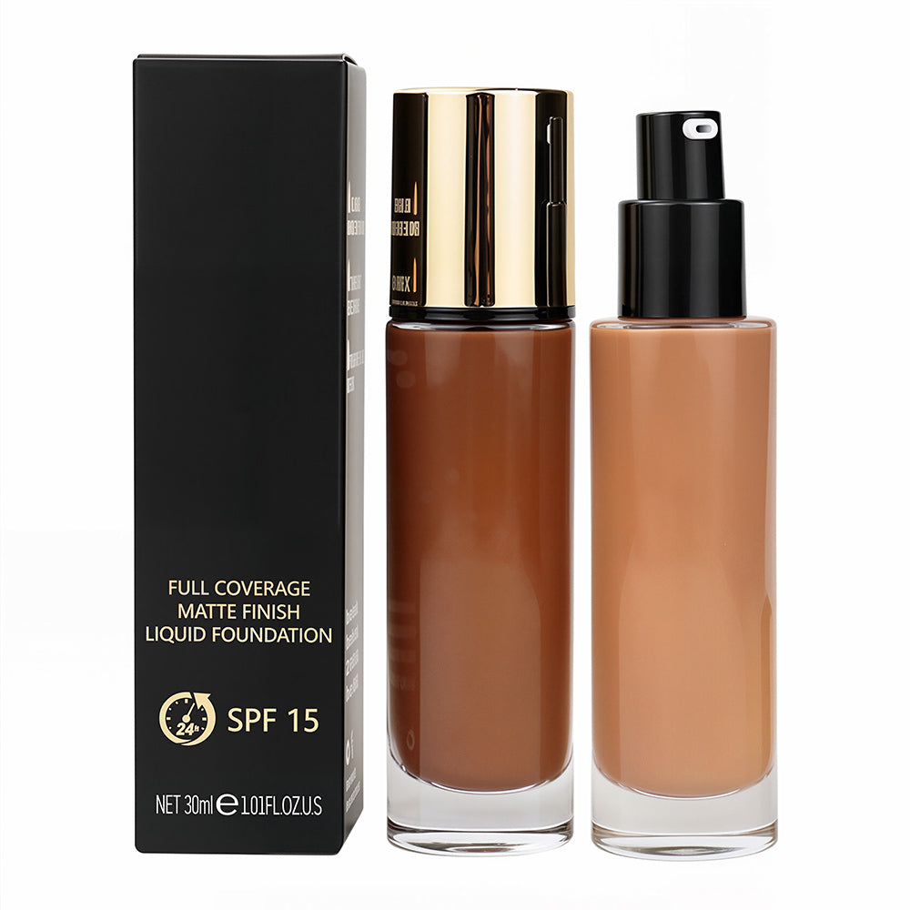 24 Color SPF15 Liquid Foundation Matte Flawless Full Coverage Waterproof