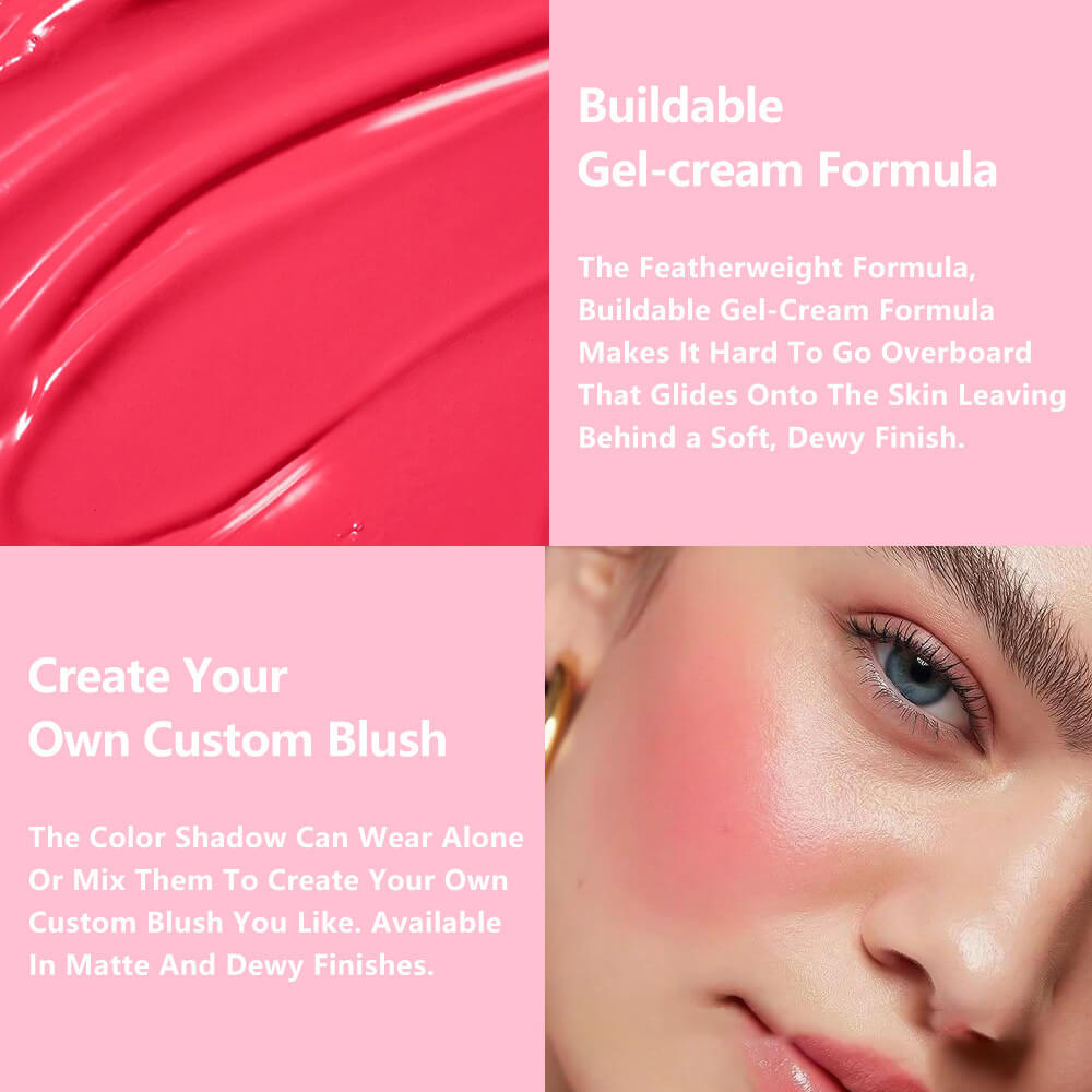 8-Shade Liquid Blush Long Lasting Blusher Face Lip Eye Tint Waterproof Private Label