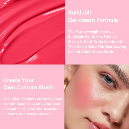 8-Shade Liquid Blush Long Lasting Blusher Face Lip Eye Tint Waterproof Private Label