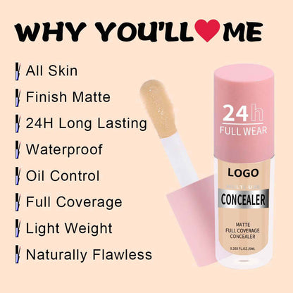 22-Shade Liquid Concealer High Coverage Acne Marks Spots Dark Circles Vegan