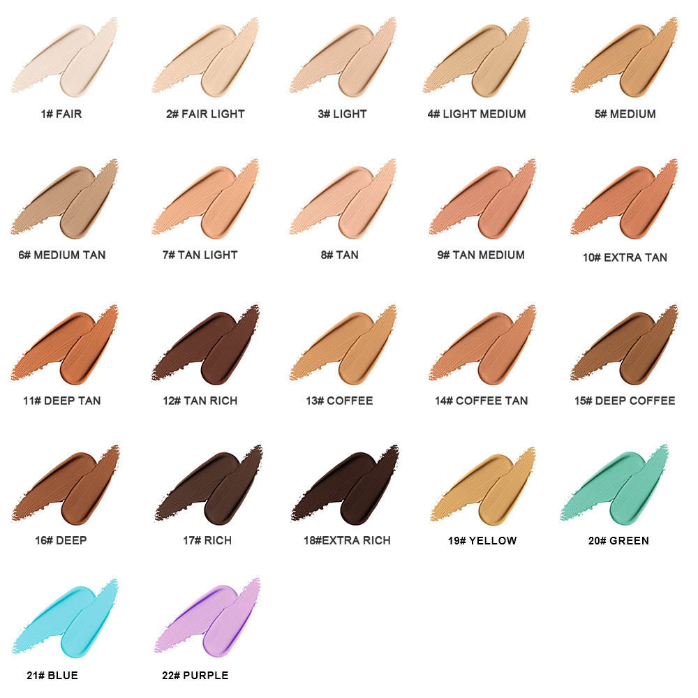 22-Shade Liquid Concealer High Coverage Acne Marks Spots Dark Circles Vegan