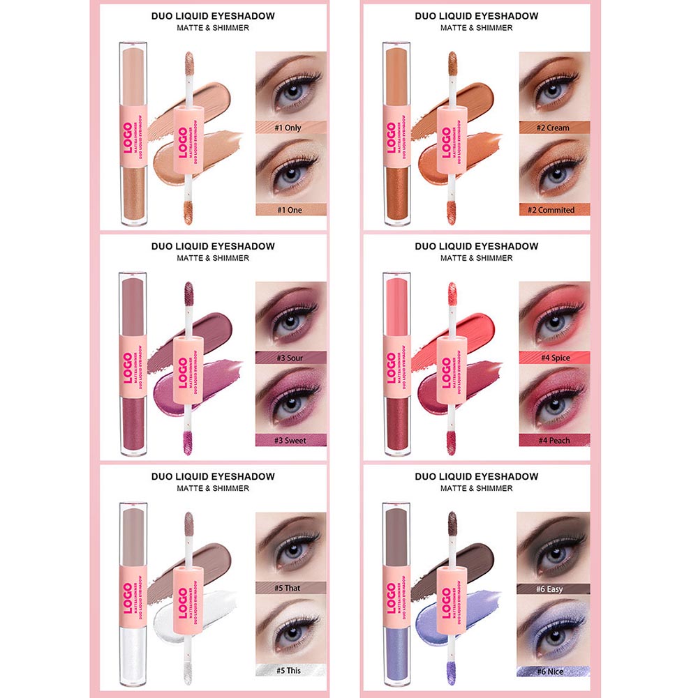6-Color Liquid Eyeshadow Matte & Shimmer Waterproof Long-Lasting Vegan