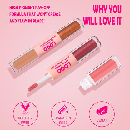 6-Color Liquid Eyeshadow Matte & Shimmer Waterproof Long-Lasting Vegan