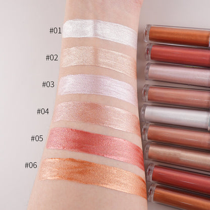 6 color liquid eyeshadow face highlighter shiny lip gloss brightening