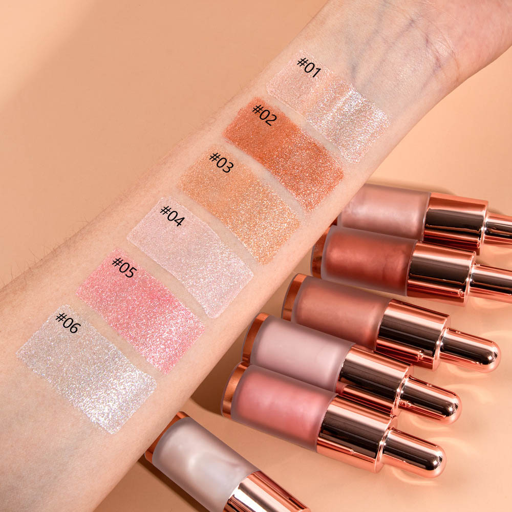 6-Color Liquid Highlighter Ulta-Shimmer Pearlescent Face Body Clavicle Brightener