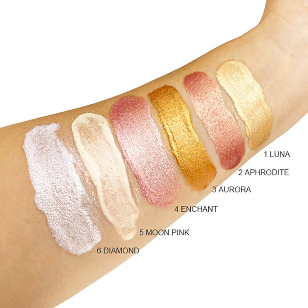 6 color liquid highlighter spray face body high pigmented long lasting