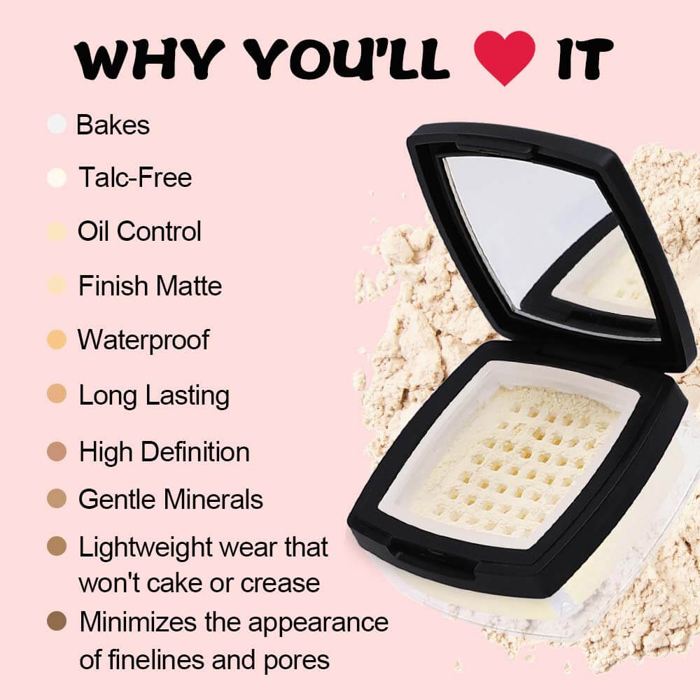 14-Shade Loose Setting Powder With Puff Matte Oil-Control Long-Lasting Waterproof